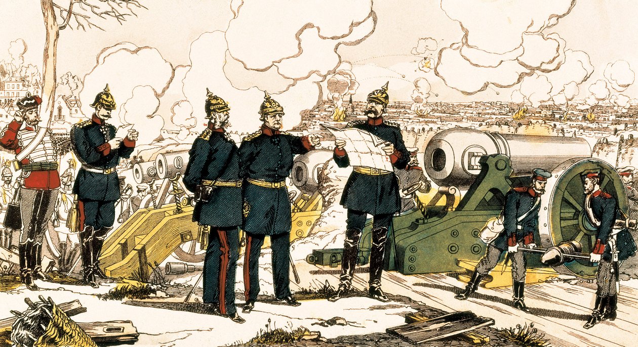 Wojna francusko-pruska: oblężenie i bombardowanie Paryża autorstwa French School