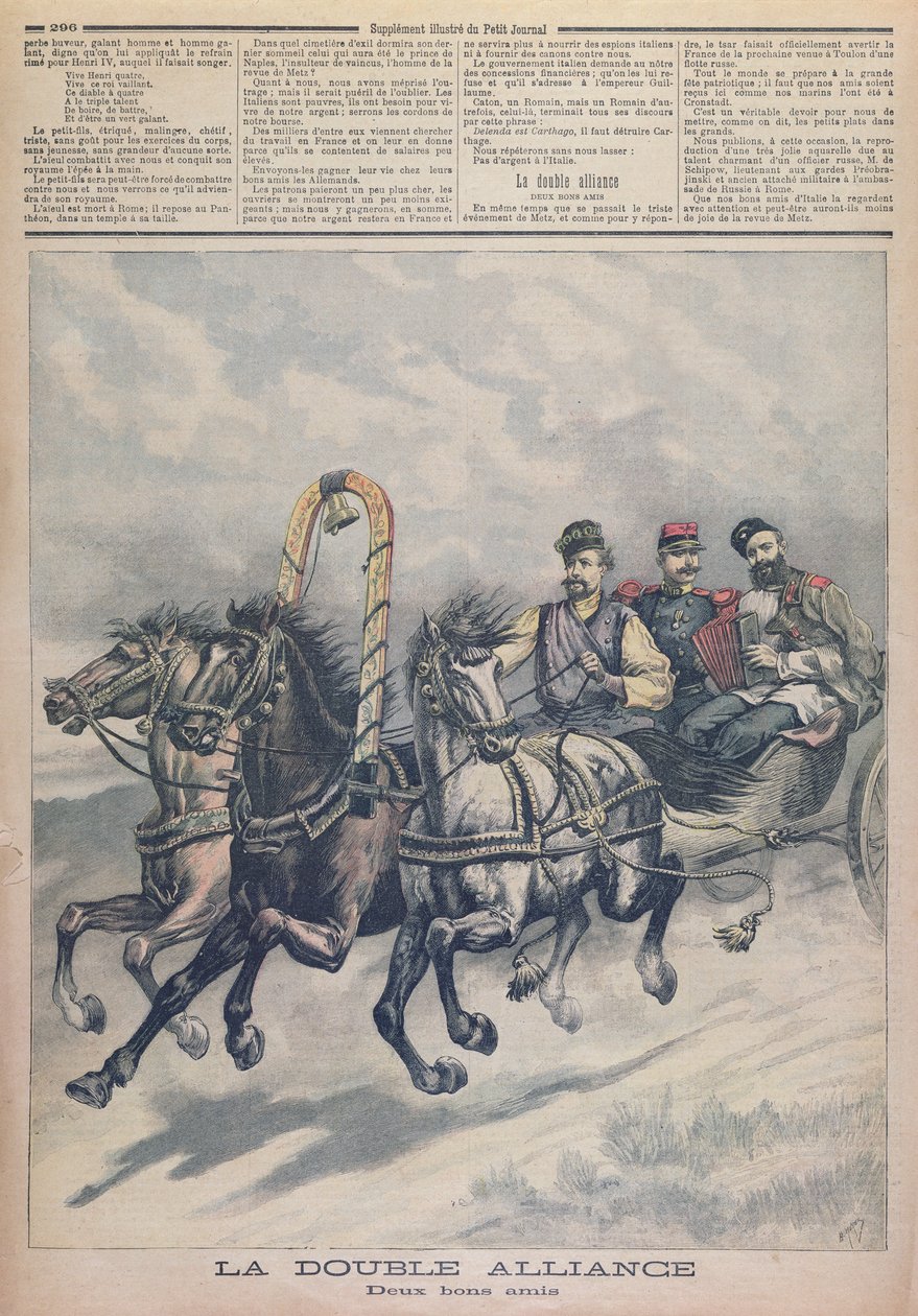 Sojusz francusko-rosyjski, ilustracja z Le Petit Journal, 1893 autorstwa French School