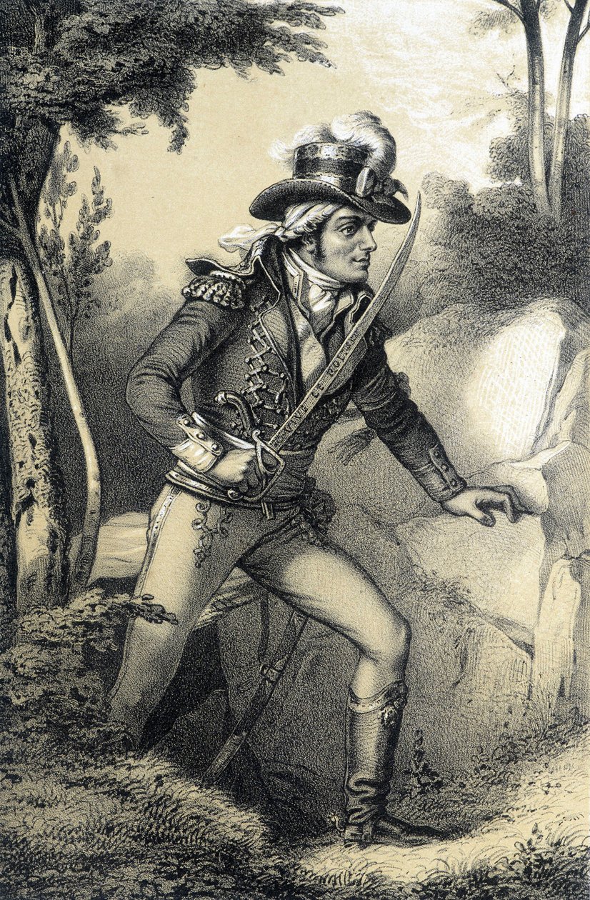 Francois-Athanase de Charette de la Contrie (Francois Athanase) (1763-1796) - w „Galerie historique de la Revolution francaise” Alberta? Maurin autorstwa French School