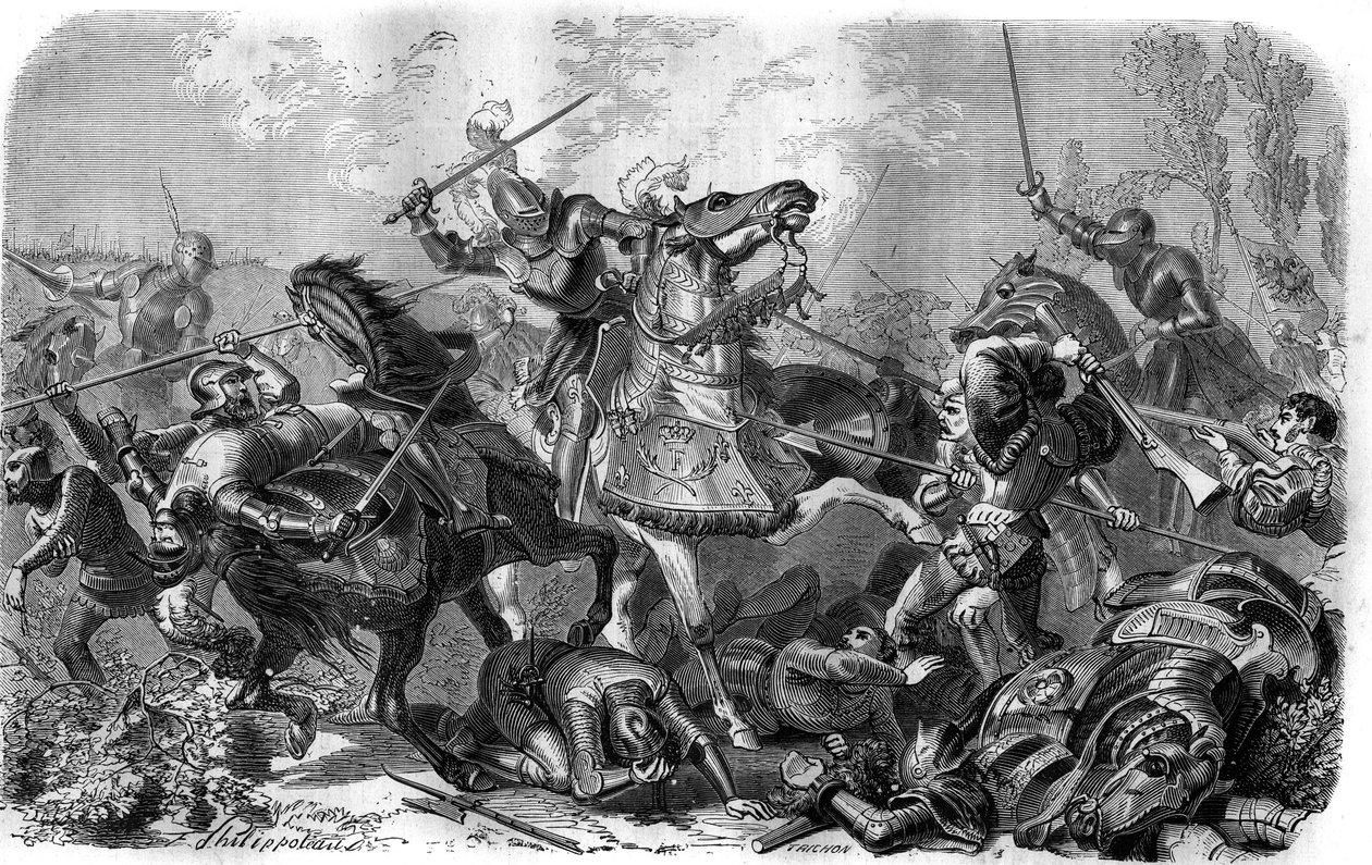 Franciszek I (1494-1547), król Francji wziął do niewoli w bitwie pod Pawią 24 lutego autorstwa French School