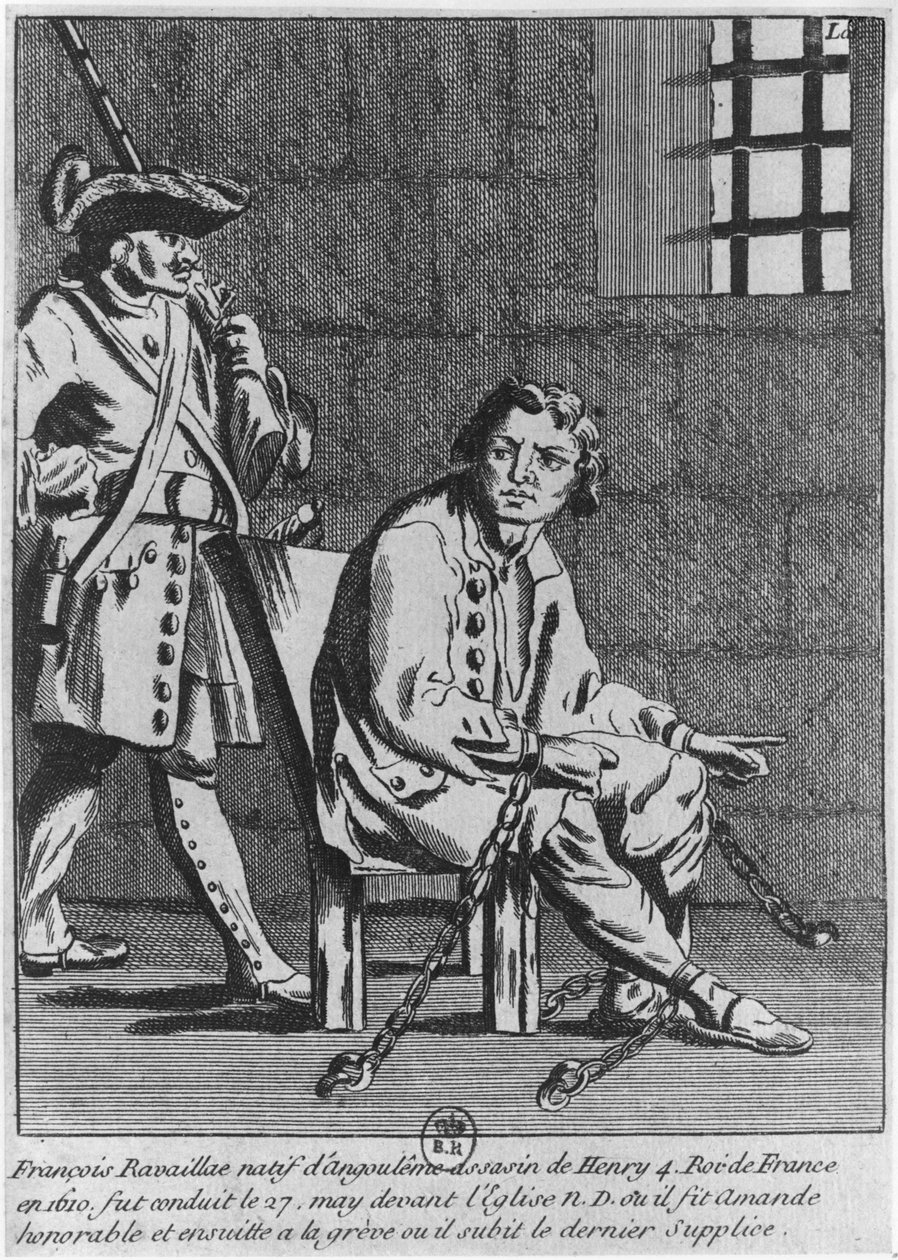 Francois Ravaillac, zabójca króla Henryka IV w więzieniu autorstwa French School