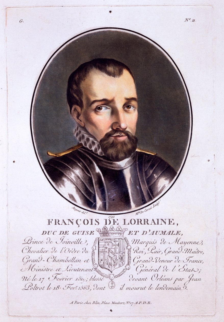 Francois de Lorraine, książę Guise i Aumale, z Portretów wielkich ludzi, wybitnych kobiet i pamiętnych poddanych Francji, opublikowanych w latach 1787-92 autorstwa French School