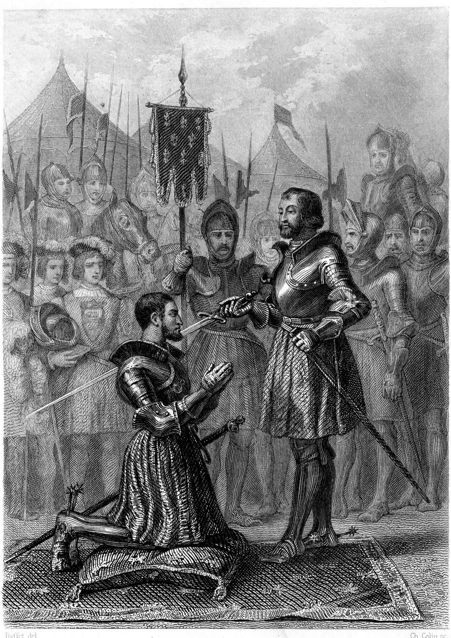 Franciszek 1, uzbrojony rycerz po bitwie pod Marignan (1515). XIX wiek (rycina) autorstwa French School