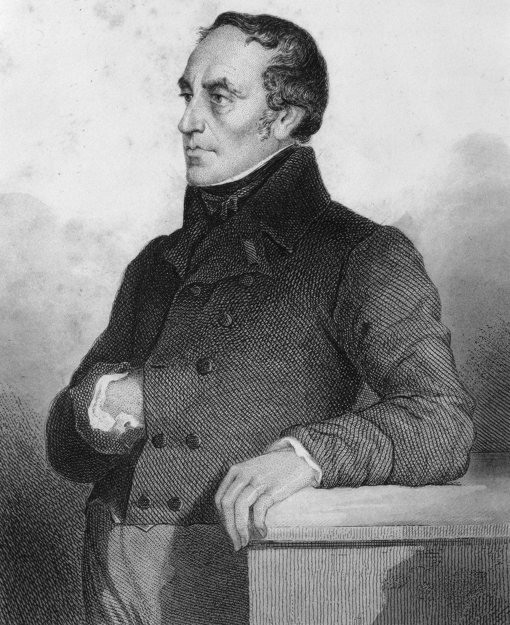François Guizot (1787 - 1874), francuski polityk i historyk - rycina w „Historii życia politycznego i prywatnego Ludwika Filipa” autorstwa French School