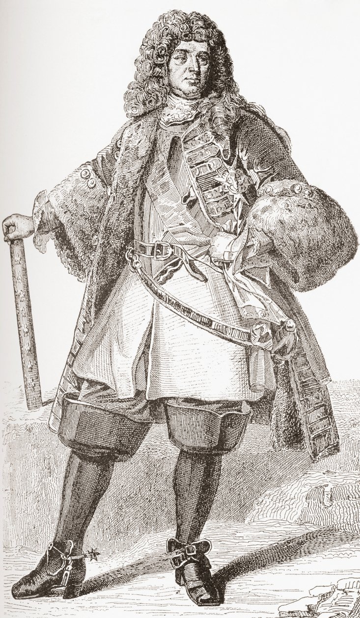 François de Neufville, 2. książę Villeroy, 1644 1730, żołnierz francuski. Z Les Heures Libres wydanych w 1908 roku. autorstwa French School