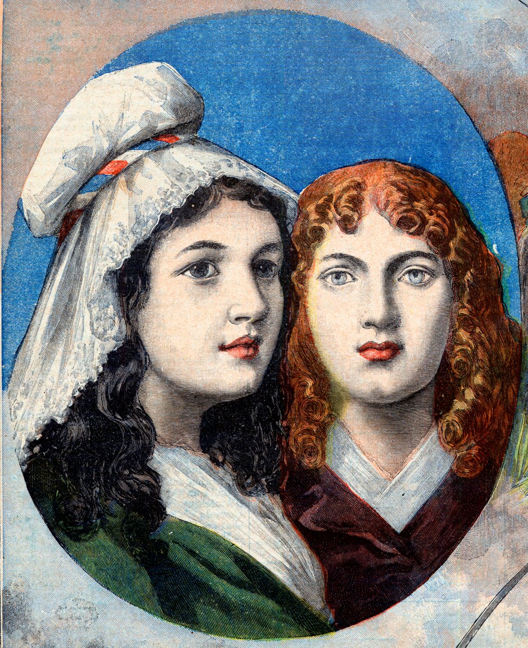 Rewolucja Francuska - Francuskie bohaterki: siostry Felicyta (1770-1841) i Teofila (1875-1819) autorstwa Ferniga, które w przebraniu mężczyzny walczyły z Austriakami, by pilnować ojca w 1792 r. - ilustracja z „Le Petit Journal” z 7 sierpnia 1894 autorstwa French School