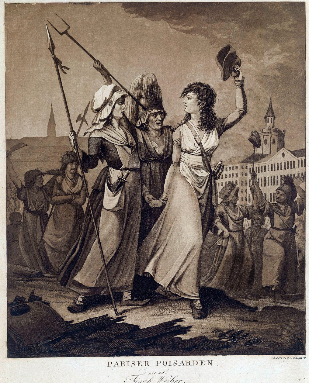 Rewolucja francuska: „”Paryskie poissardes”” Druk ok. 1789 r. Paryż, Musee Carnavalet autorstwa French School
