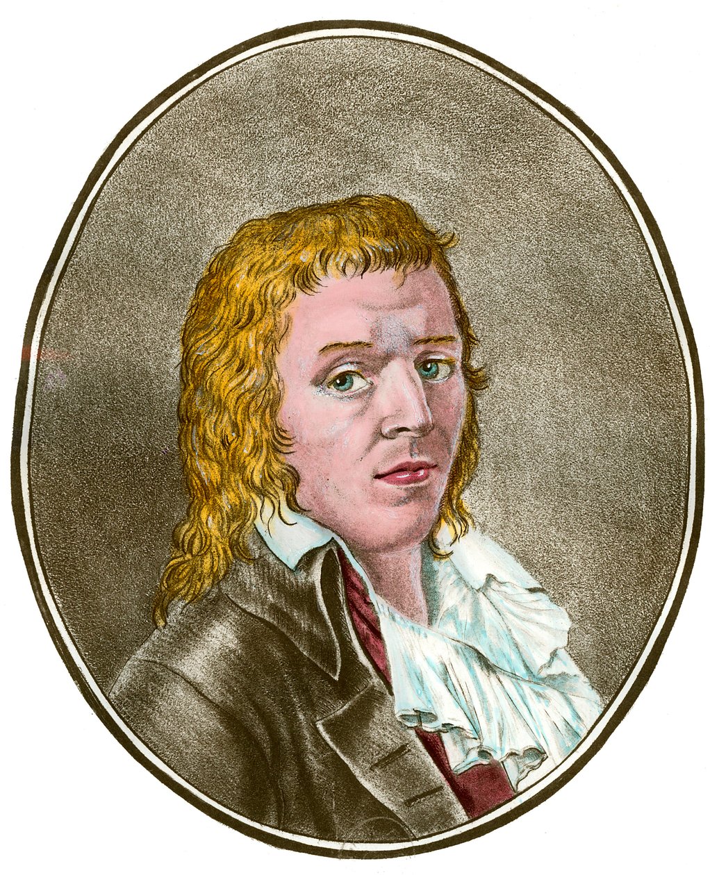 Rewolucja Francuska: „”Portret Francois Babeuf dit Gracchus (1760-1797) revolutionaire”” Grawerowanie XVIII-wiecznej kolekcji prywatnej autorstwa French School