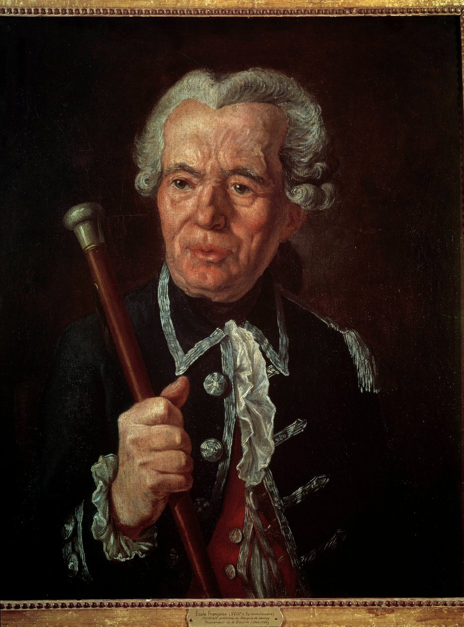 Rewolucja Francuska: „”Portret markiza Bernarda Rene (Bernard-Rene) Jordana de Launay (1740-1789), gubernatora Bastylii”” Obraz szkoły francuskiej. 18 wiek. autorstwa French School