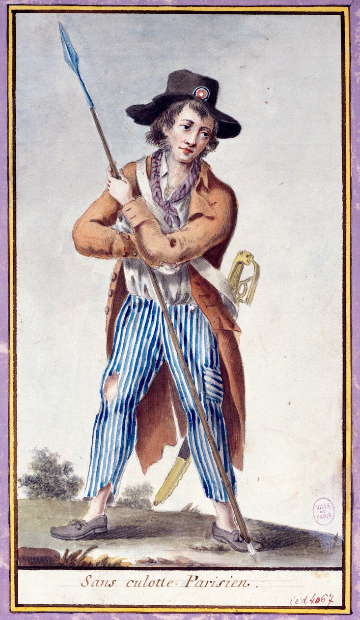 Rewolucja francuska: Paryżanin bez majtek ma piki. Anonimowy druk ok. 1789 r. Paryż, Musee Carnavalet autorstwa French School
