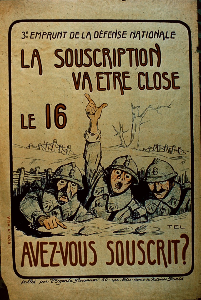 Plakat francuskich obligacji wojennych z I wojny światowej, 1914-18 autorstwa French School