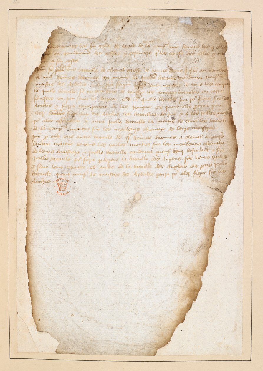 Francuski plan bitwy poprzedzający bitwę pod Agincourt, sporządzony przez marszałka Boucicault, kapitana Normandii i innych. W dniach 13-21 października 1415 (tusz na papierze) autorstwa French School