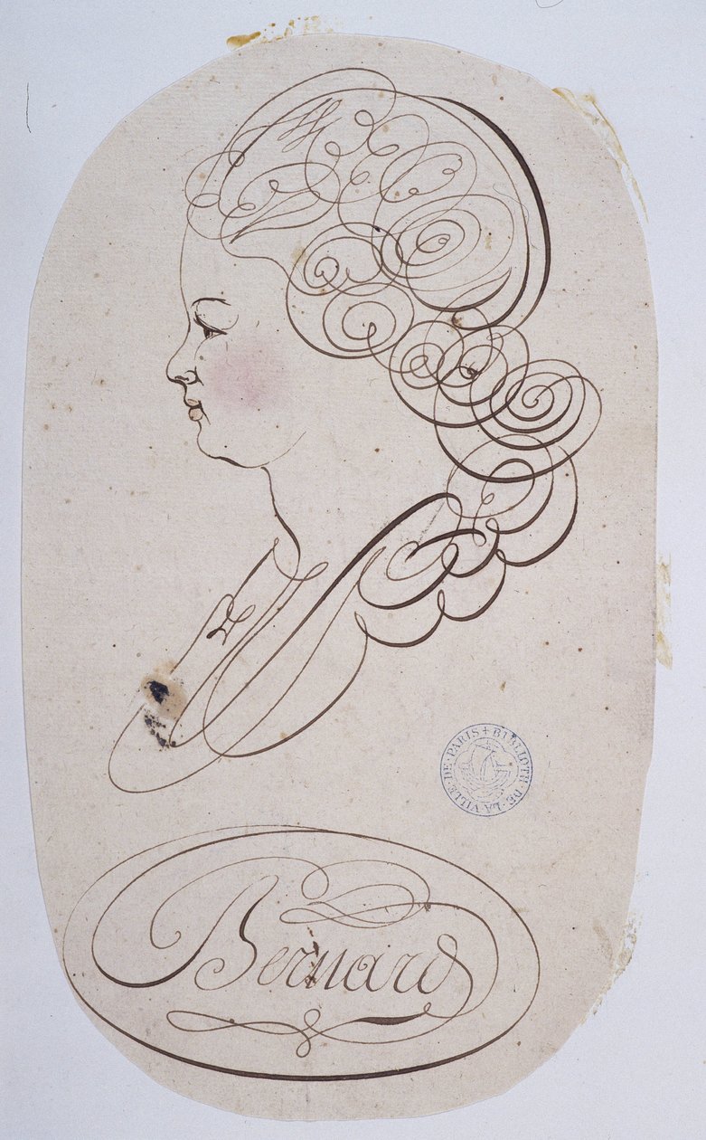 Kaligrafia francuska: Portret młodej osoby wykonany przez Bernarda de Paris około 1780 r. autorstwa French School