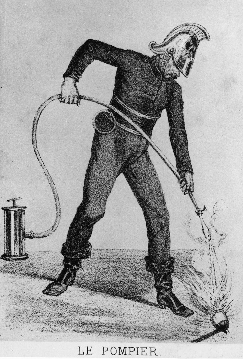 Francuski strażak ok. 1866 r. - rysunek, Biblia. des Arts deco. autorstwa French School