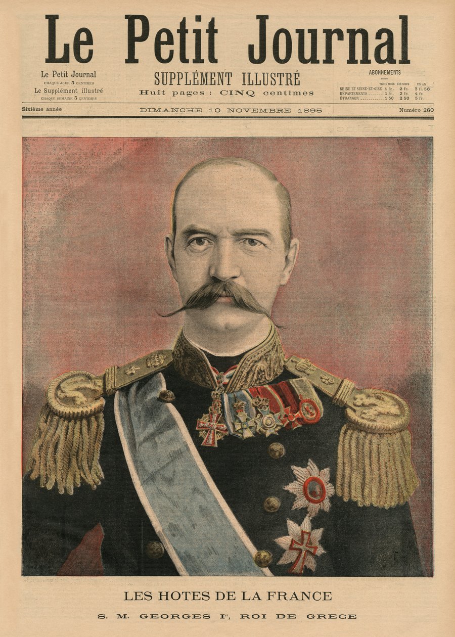 Francuscy gospodarze, Jego Wysokość Jerzy I, Król Grecji, ilustracja na okładce z „Le Petit Journal”, dodatek illustre, 10 listopada 1895 autorstwa French School