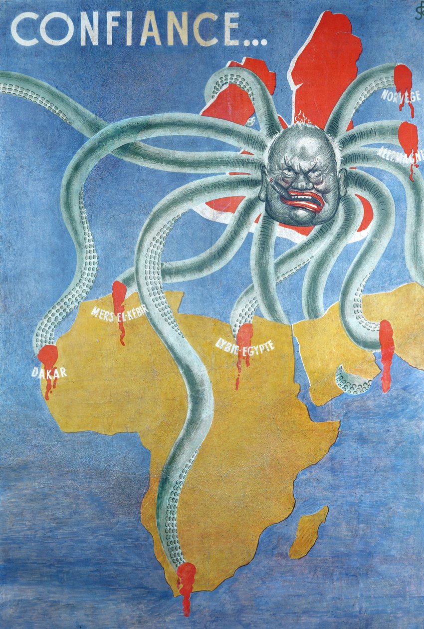 Francuska propaganda wyprodukowana prawdopodobnie we Francji Vichy autorstwa French School