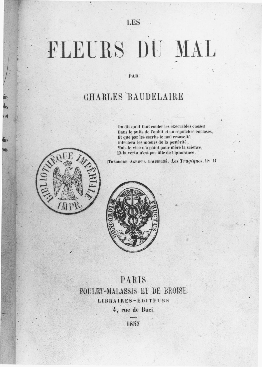 Przednia okładka pierwszego wydania Les Fleurs du mal Charlesa Baudelaire