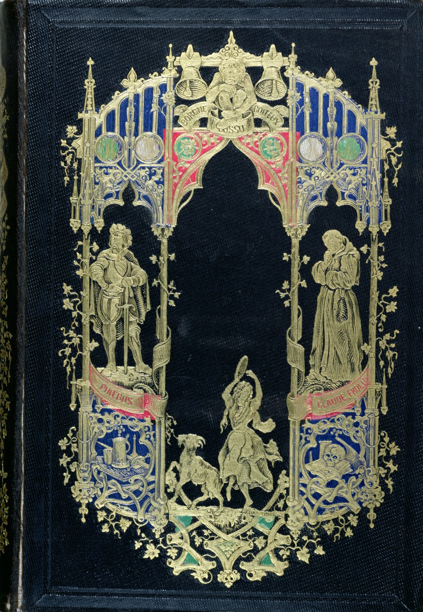 Przednia okładka wydania Notre-Dame de Paris Victora Hugo (1802-1885) wydanego przez Editions Perrotin, Paryż, 1844 (skóra i złoto) autorstwa French School
