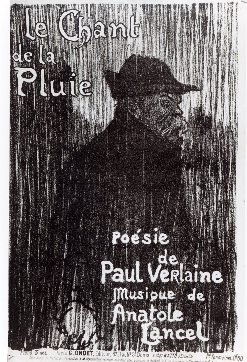 Przednia okładka partytury Le Chant de la pluie, z wiersza Paula Verlaine