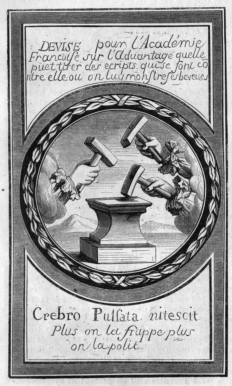 Frontyspicjum „Factums” przeciwko Akademii Francuskiej autorstwa Antoine Furetiere (1619-1688). Grawerowanie z 1860 roku. autorstwa French School