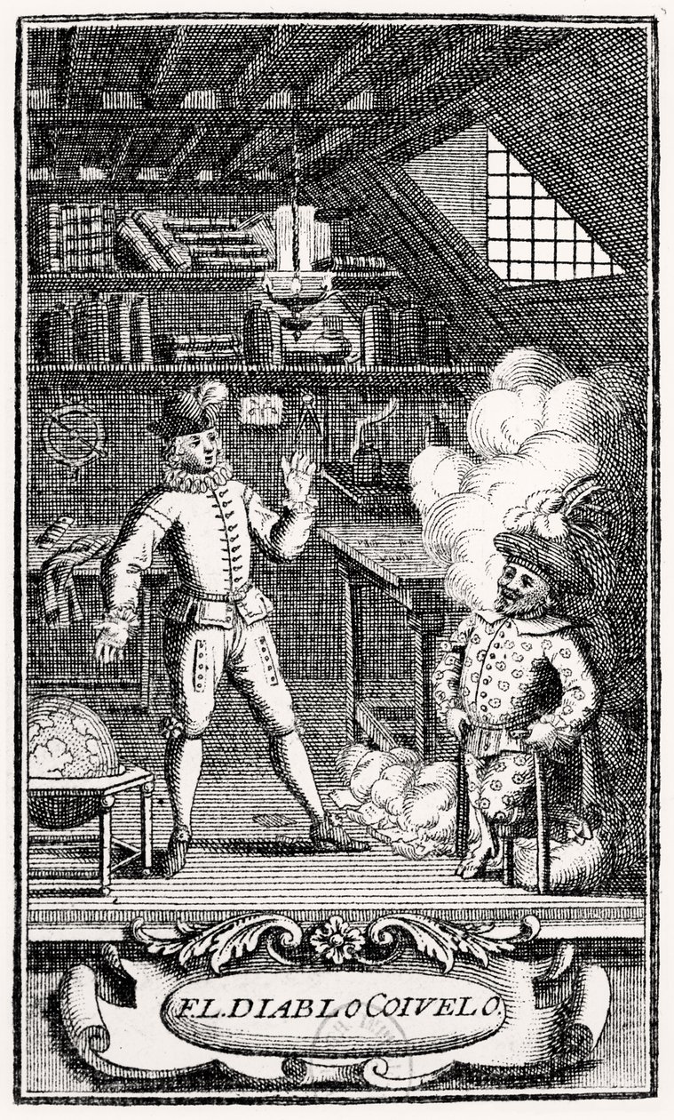 Frontyspis Dubercelle do „Diabeł na dwóch kijach”, ok. 1787 autorstwa French School