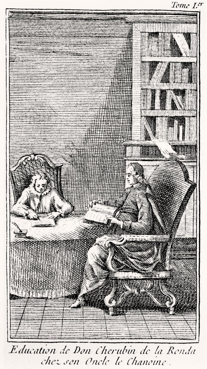 Frontyspis do „Kawaler z Salamanki”, ok. 1759 (rycina) autorstwa French School