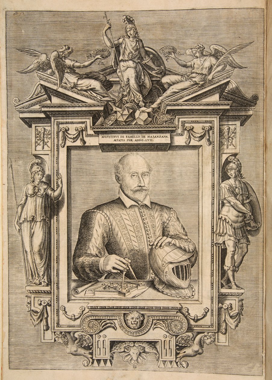 Frontispiece, z The Diverse Et Artificiose Machine autorstwa kapitana Agostino Ramelli, wyd. 1588 autorstwa French School