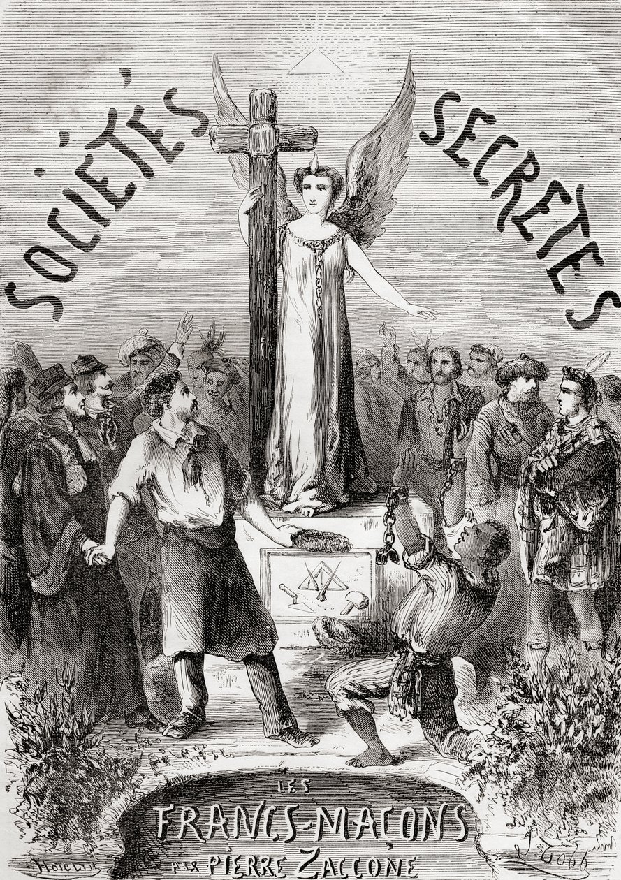 Frontyspis z Societes Secretes, les Francs Macons, wydany ok. 1867 r. autorstwa French School