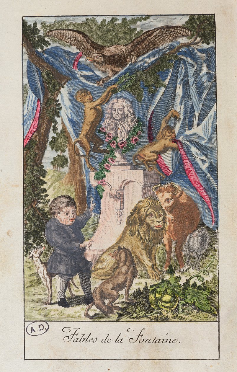 Frontyspis „Fables de La Fontaine”, pod redakcją Bouillon autorstwa French School