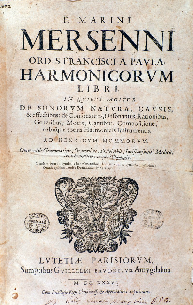 Frontispis Harmonie universelle autorstwa Marina Mersenne