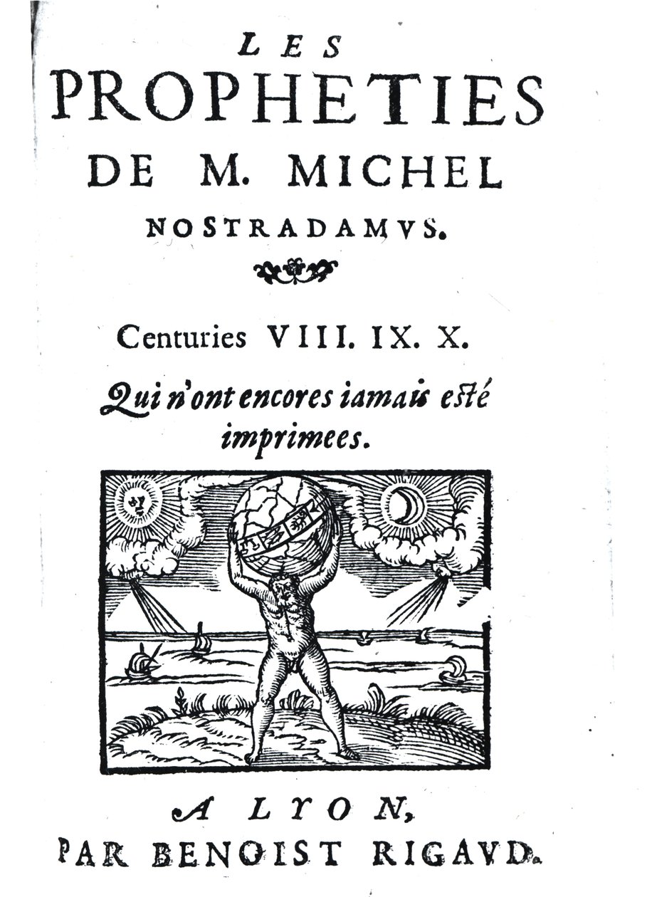 Frontyspis do Proroctw M. Michela Nostradamusa, wyd. Benoist Rigaud, 1568 autorstwa French School