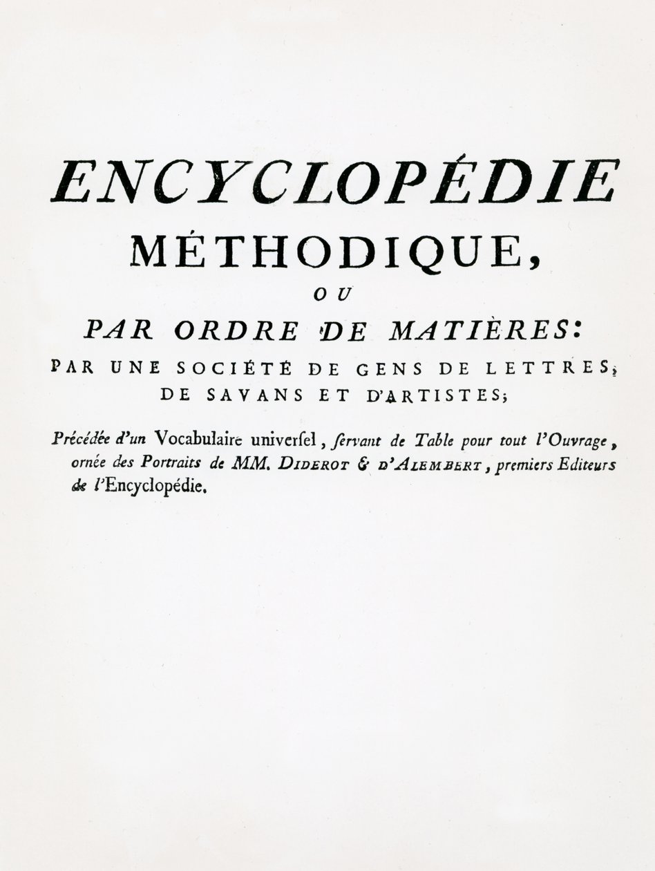 Frontispiece to the Methodical Encyclopedia by Order of Subject Matter, pod redakcją Denisa Diderota i Jeana Le Ronda DAlemberta, opublikowany 1782 (druk) autorstwa French School