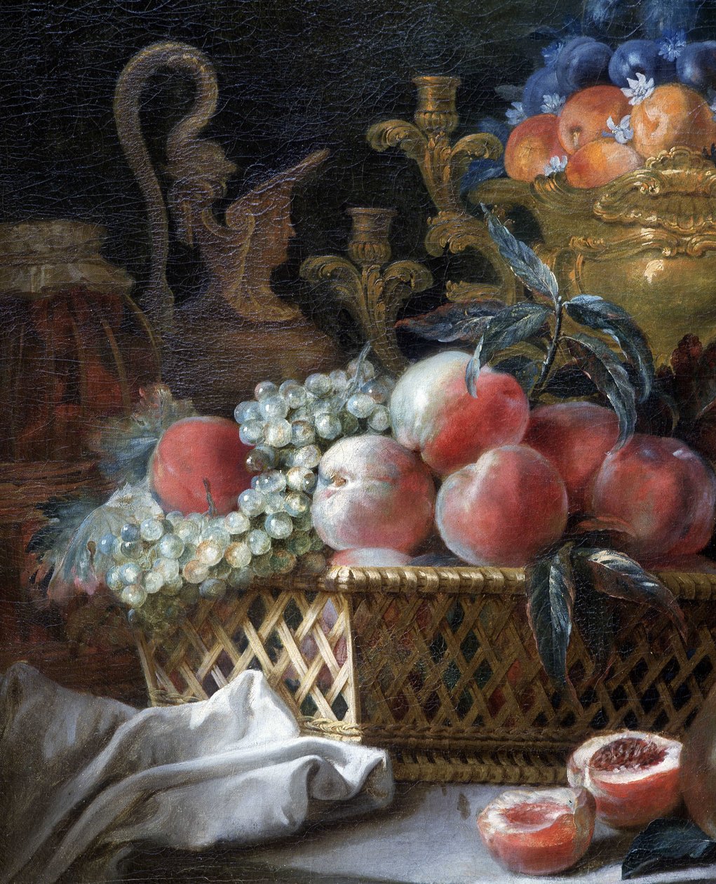 Wazon i kosz na owoce (detal). 1770 (olej na płótnie) autorstwa French School