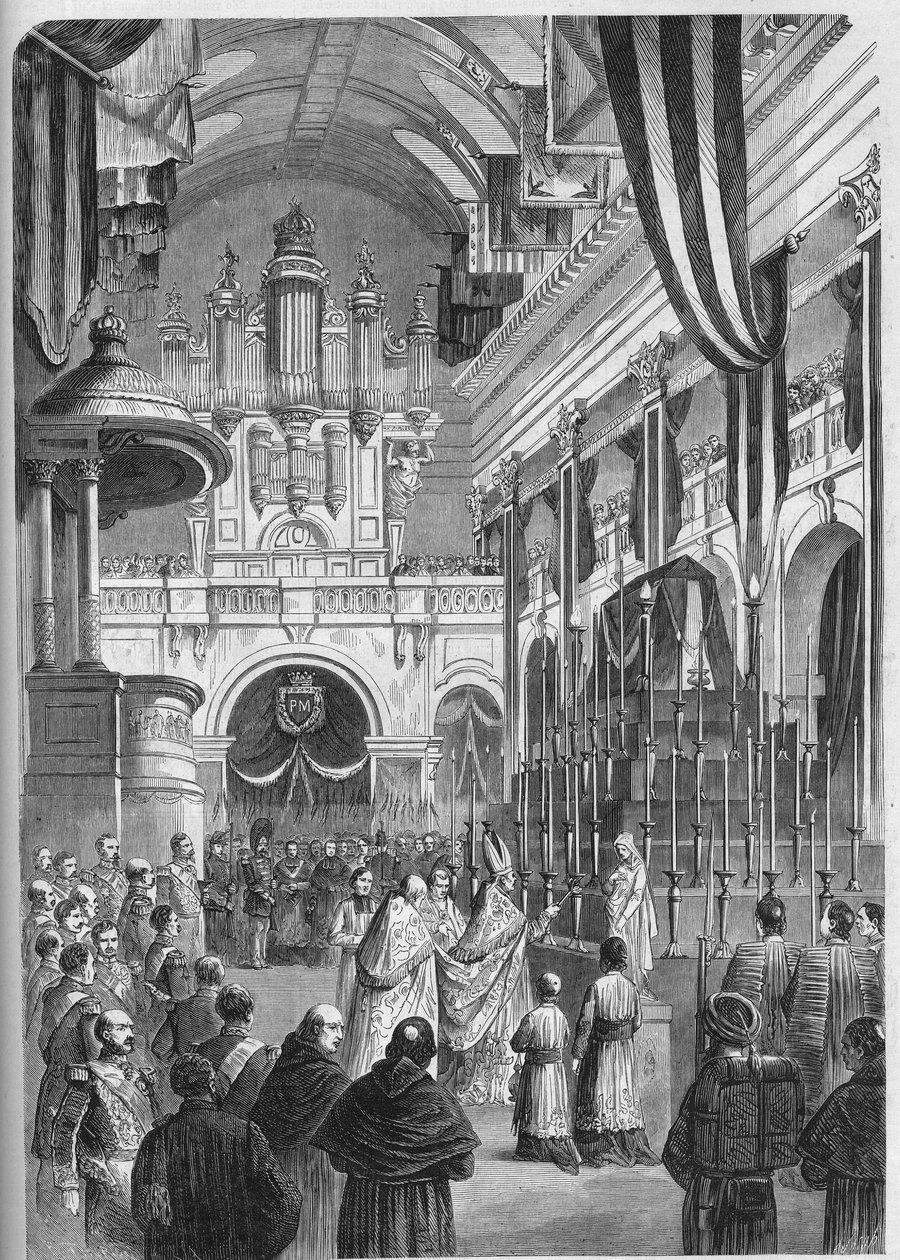 Pogrzeb Marechala Pelissiera (1794-1864), księcia Malakoff: słynne nabożeństwo pogrzebowe w kościele Inwalidów, 9 czerwca autorstwa French School