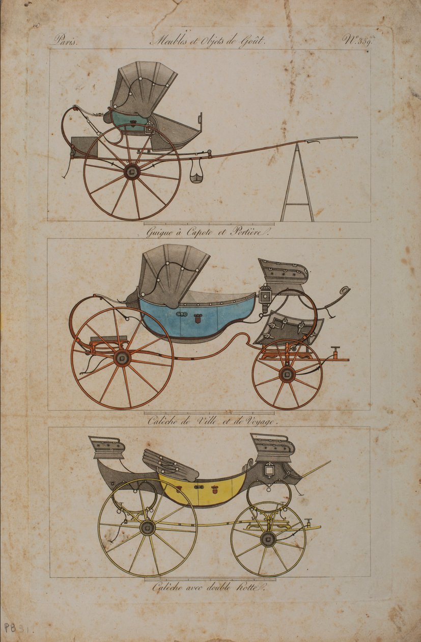 Meble i Przedmioty Smaku, nr 32, Phaeton Simple (kolorowy grawerunek) autorstwa French School