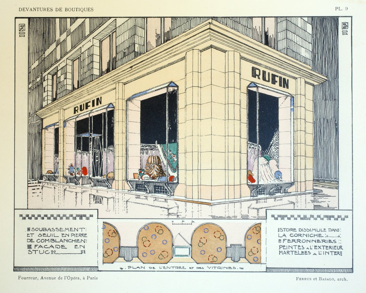 Kuśnierz, płyta 9, ilustracja z Devantures de Boutiques autorstwa Louis-Pierre Sezille, Paryż, 1927 autorstwa French School
