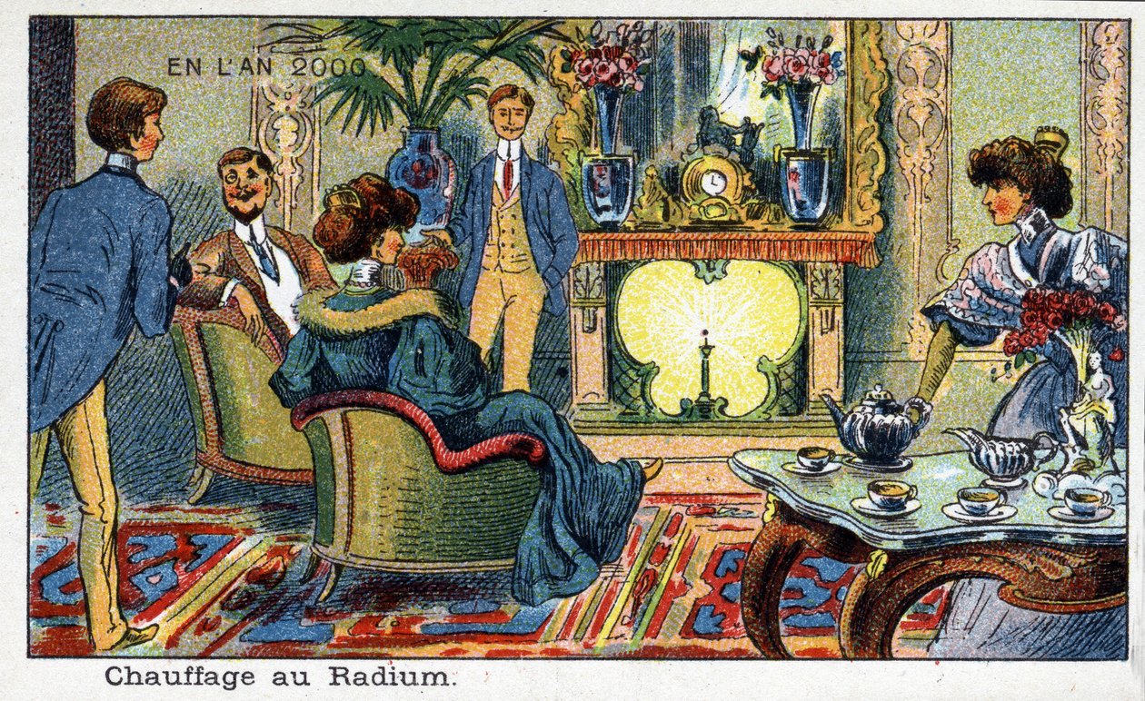 Futuredays: Wizja roku 2000 z XIX wieku Seria: Ogrzewanie radowe. Chromolitografia Villemarda autorstwa French School