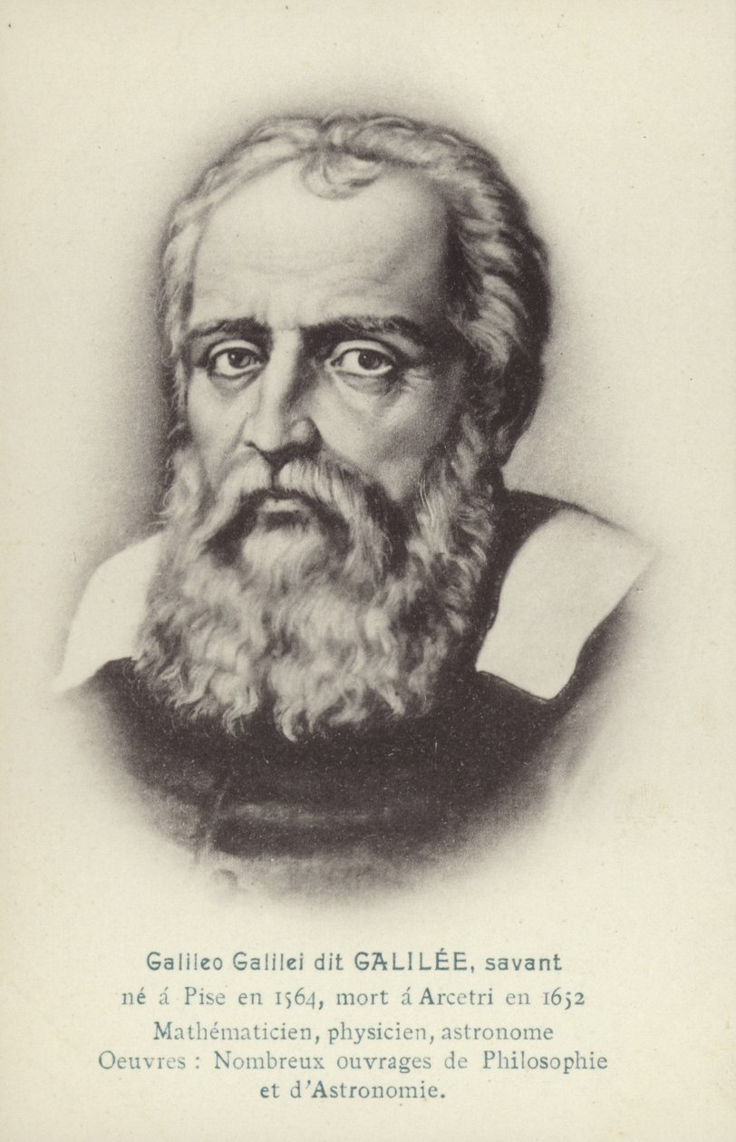 Galileo Galilei (1564-1642), włoski fizyk, matematyk i astronom (litografia) autorstwa French School