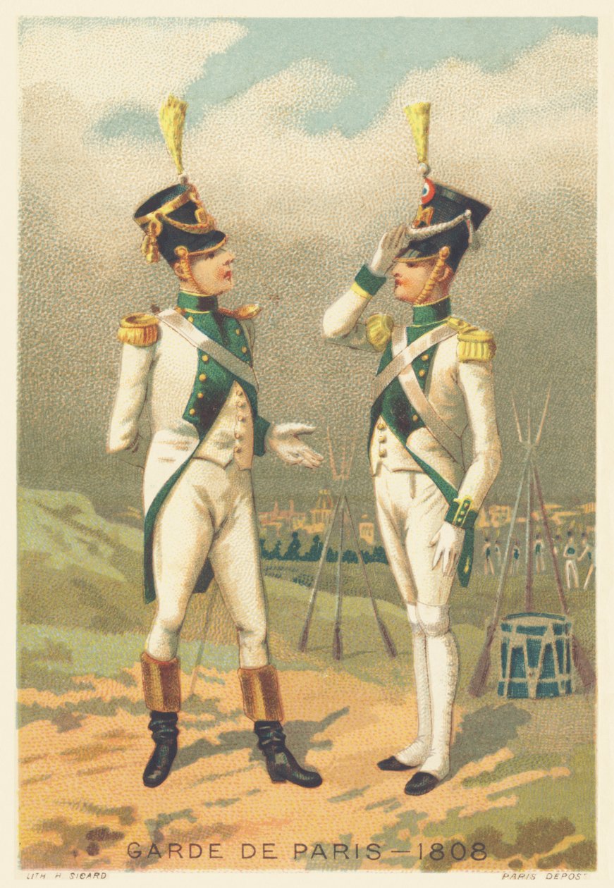 Garde de Paris w 1808 (oddział odpowiedzialny za utrzymanie porządku w Paryżu, utworzony w 1802 i rozwiązany w 1812) autorstwa French School