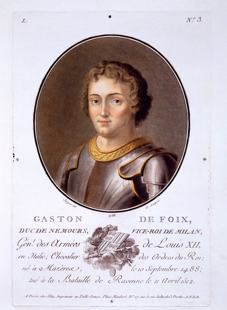 Gaston de Foix, książę de Nemours, z Portretów wielkich ludzi, wybitnych kobiet i pamiętnych poddanych Francji, opublikowanych w latach 1787-92 autorstwa French School