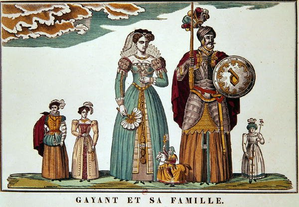 Gayant i jego rodzina, Imagerie de Lille (kolor lito) autorstwa French School