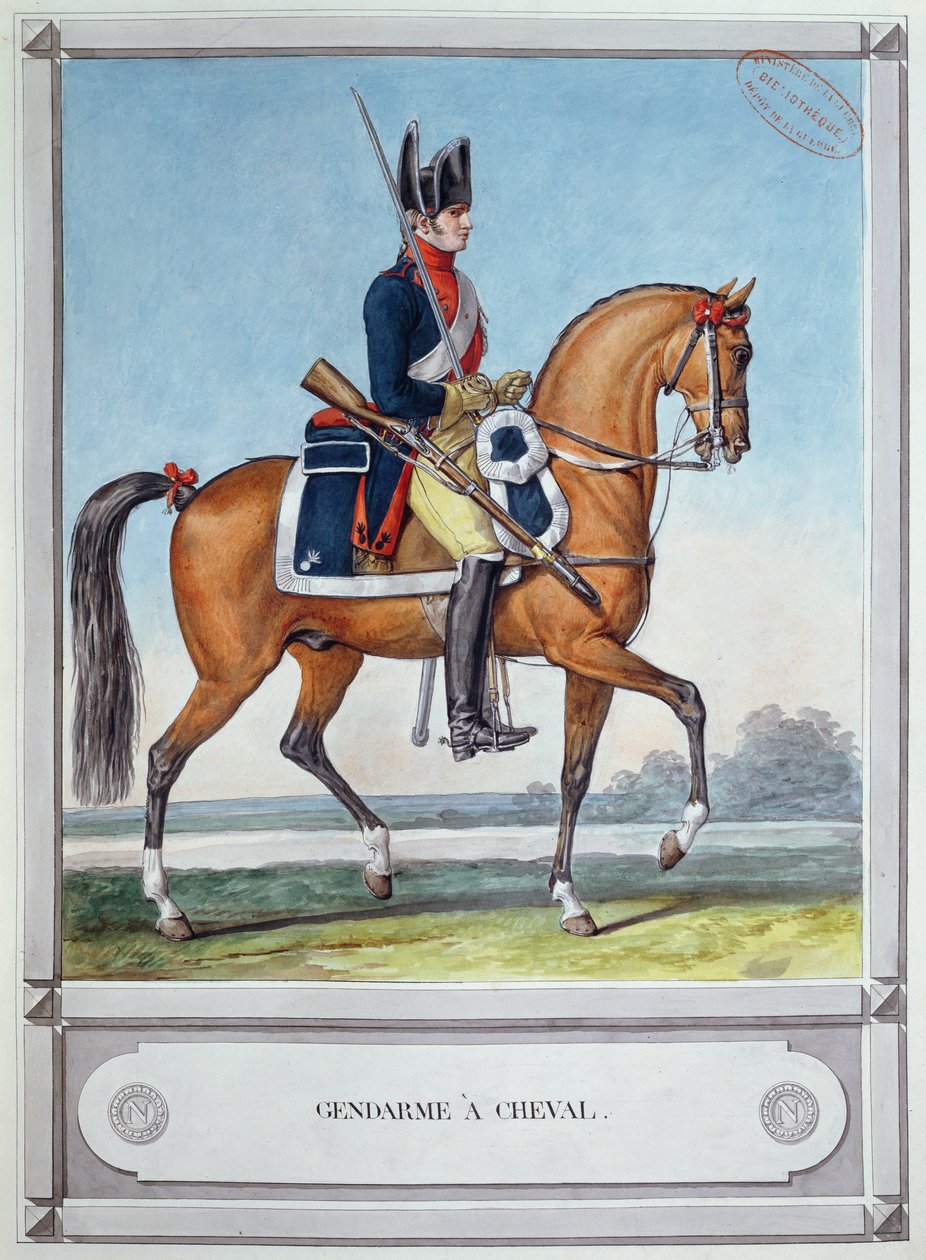 Żandarm dosiadający konia, ok. godz. 1812 autorstwa French School