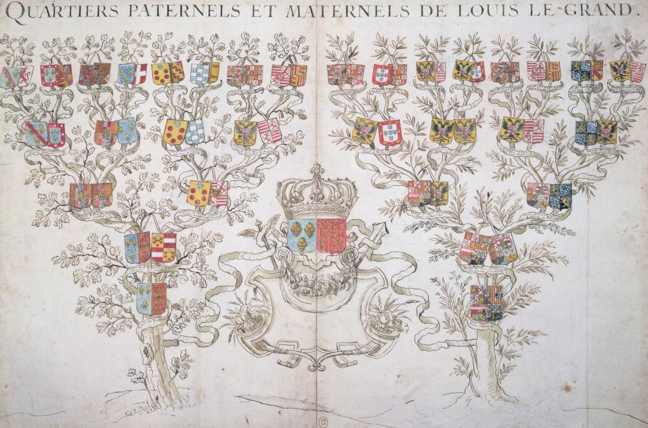 Genealogia Ludwika XIV (1638-1715) ukazująca jego prawo do korony Francji, 1643 autorstwa French School