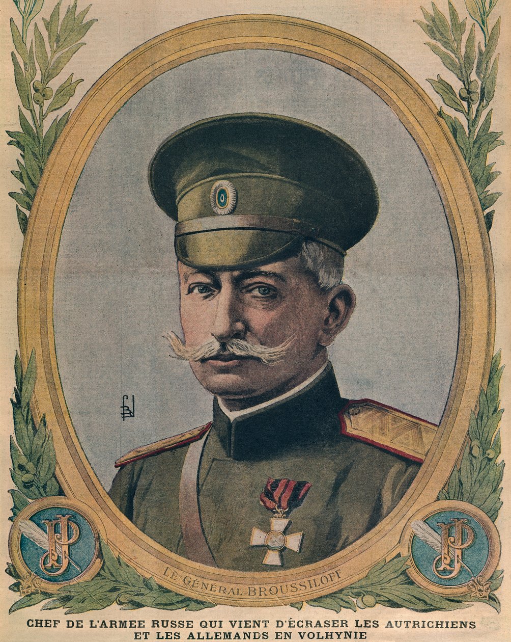 Generał Aleksiej Brusiłow, dowódca armii rosyjskiej, który zmiażdżył Austriaków i Niemców na Wołyniu, ilustracja na okładce z Le Petit Journal, 2 lipca 1916 autorstwa French School