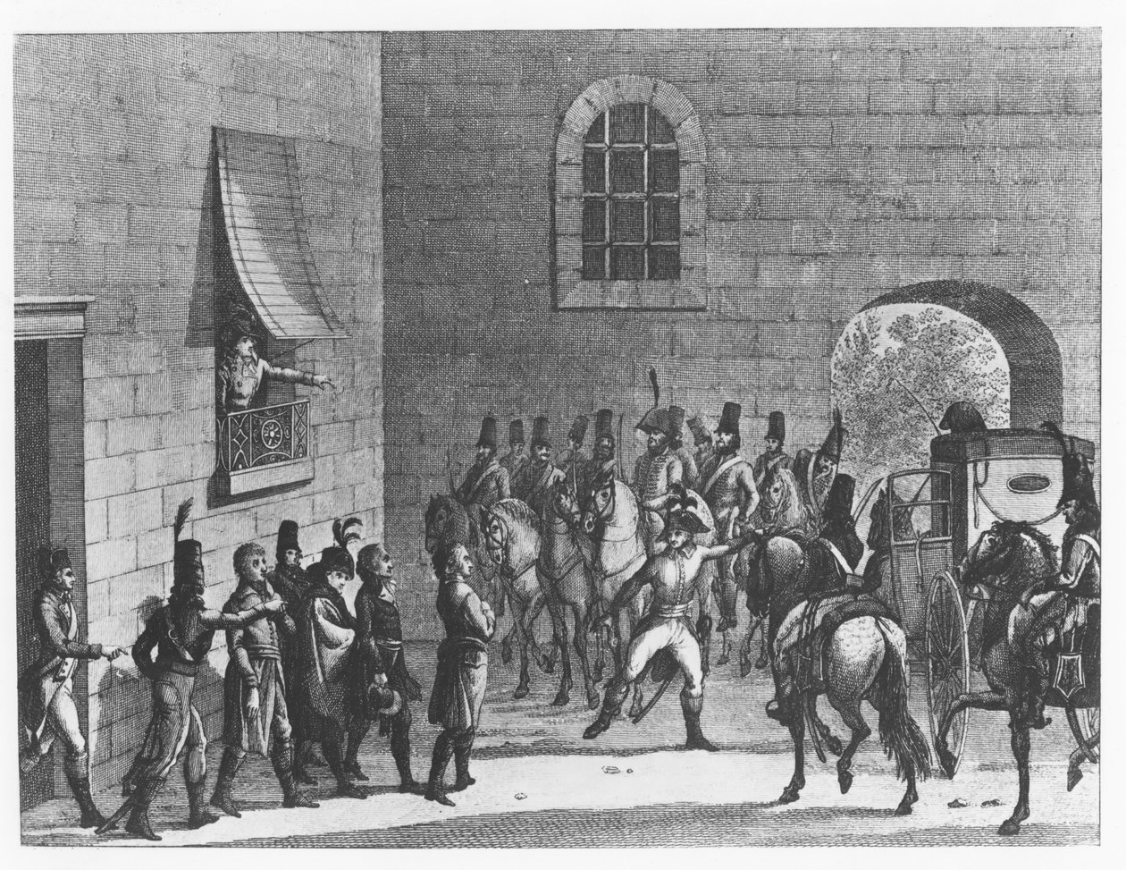 Generał Dumouriez aresztujący przedstawicieli Konwentu (rycina) autorstwa French School