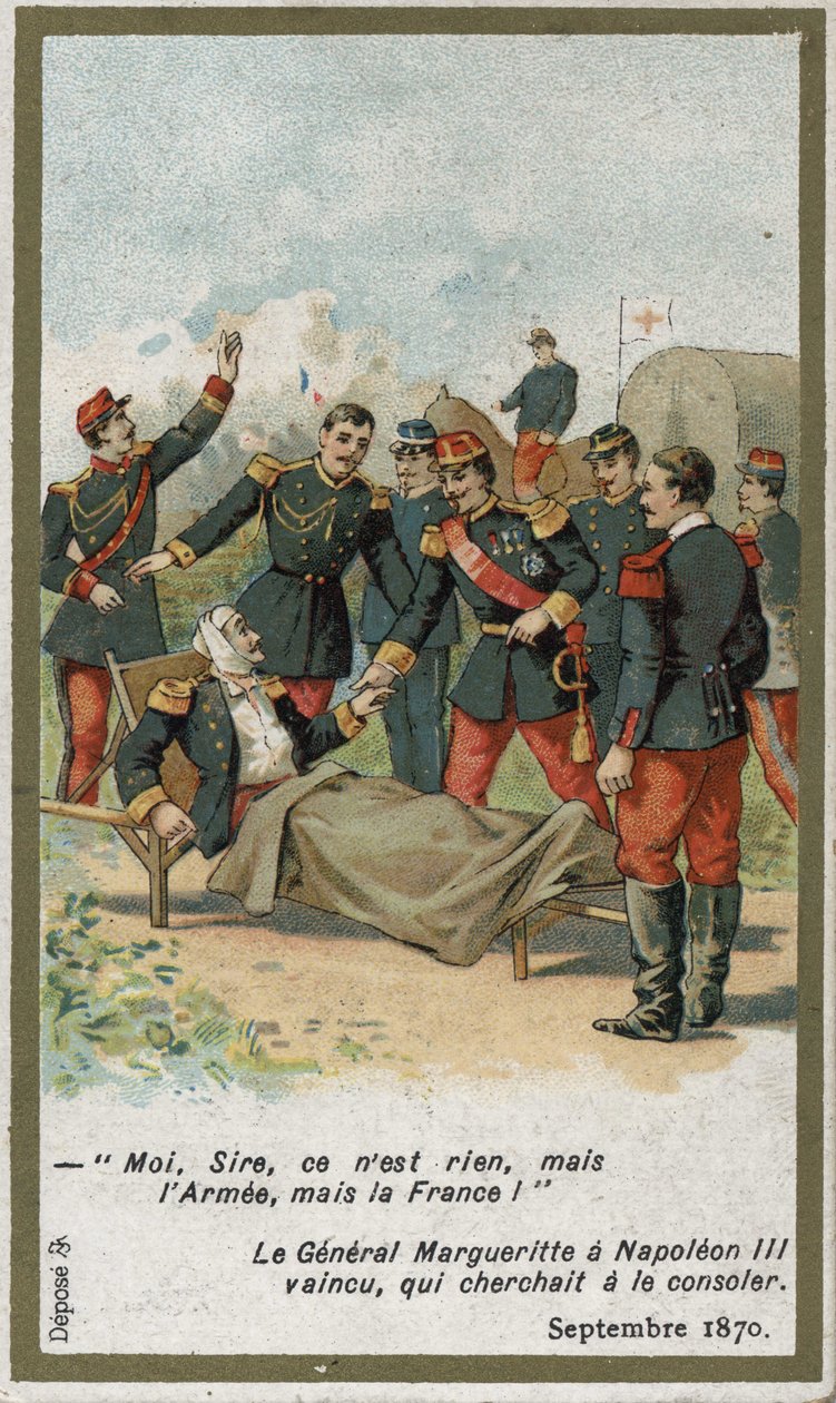 Generał Jean Auguste Margueritte został śmiertelnie ranny podczas bitwy pod Sedanem 2 września autorstwa French School