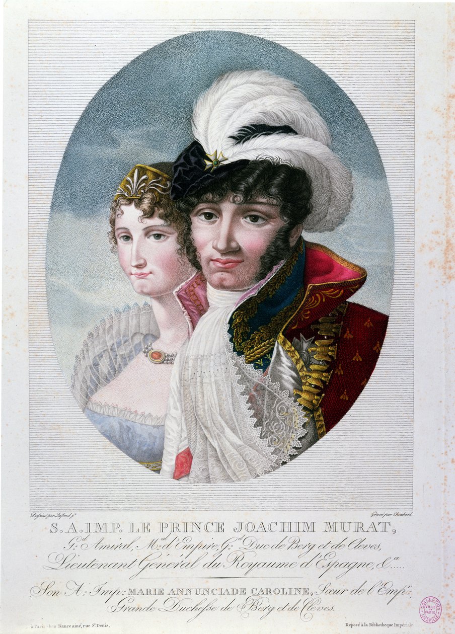 Generał Joachim Murat (ok. 1767-1815) i jego żona Caroline Bonaparte (1782-1839) autorstwa French School