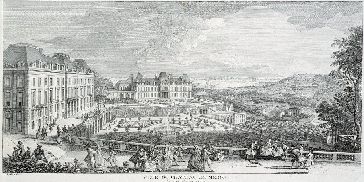 Ogólny widok na zamek de Meudon autorstwa French School