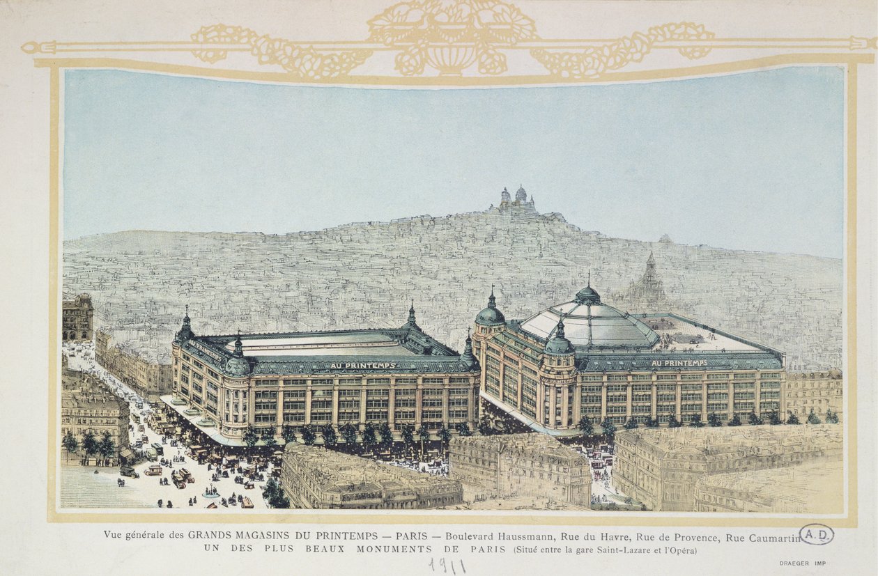 Widok ogólny paryskiego domu towarowego Printemps, 1911 autorstwa French School