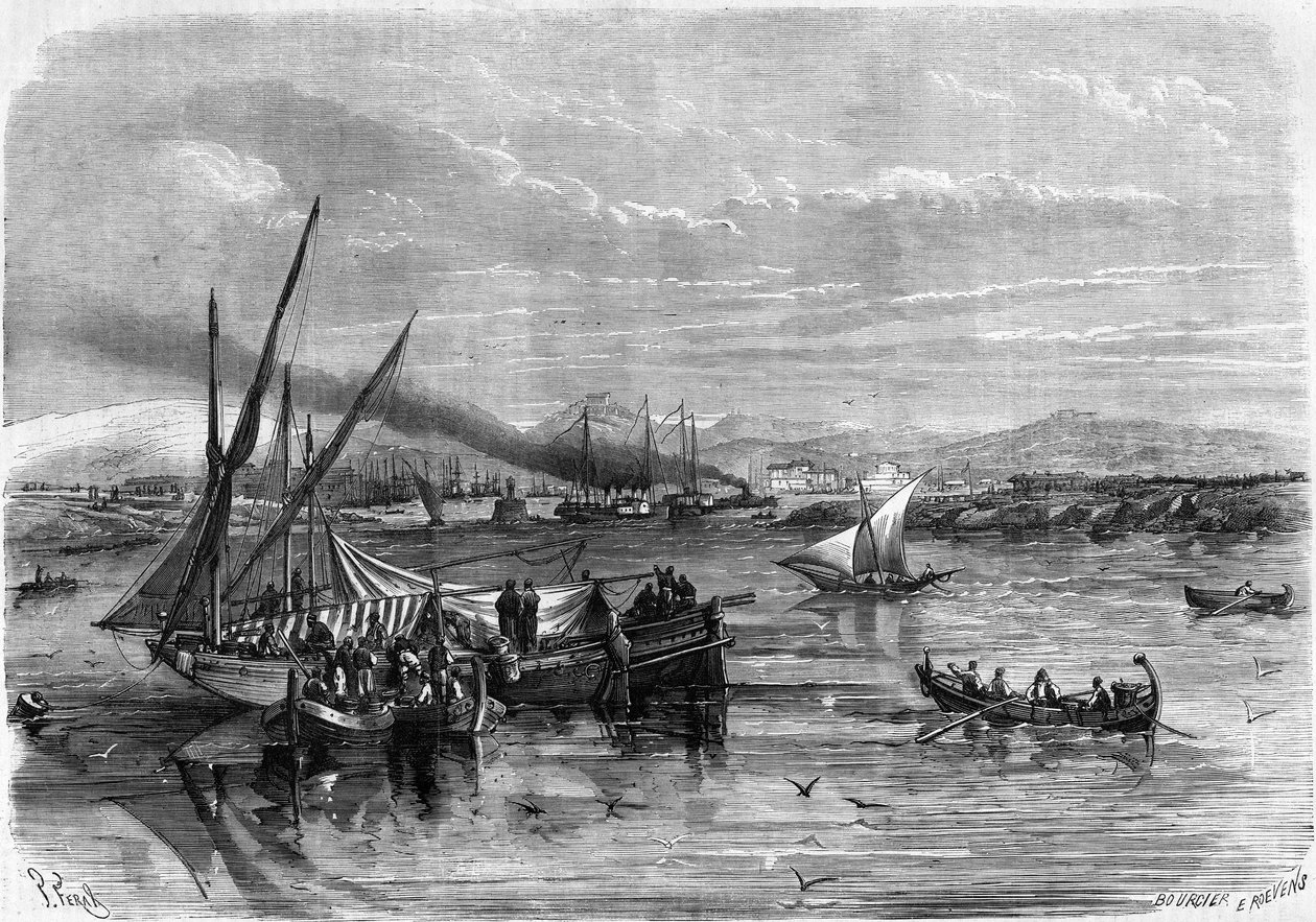 Ogólny widok na Piree, port Athenes autorstwa French School